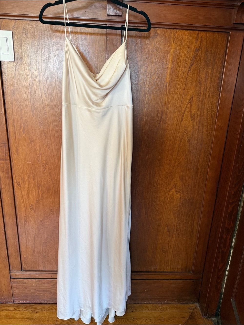 Fame and Partners Cream Satin Cowl-Neck Maxi Dress